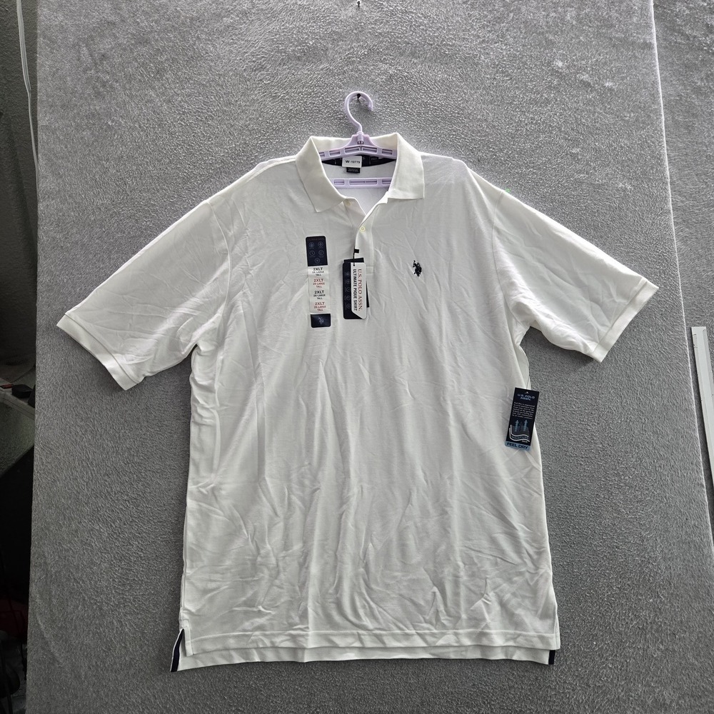 U.S. Polo Assn. Men‎ Polo 2XLT White Embroidered Ultimate Pique Shirt NWT